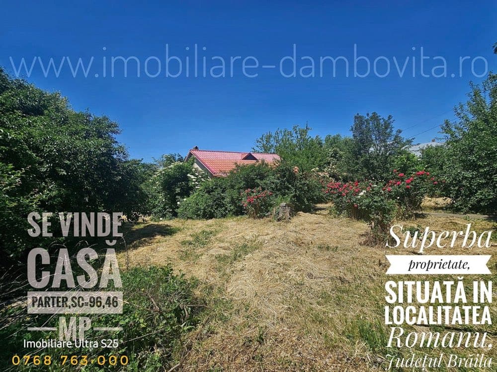 Superbă casă de vânzare în localitatea ROMANU+2078 mp teren+vie+livada, lângă Brăila!